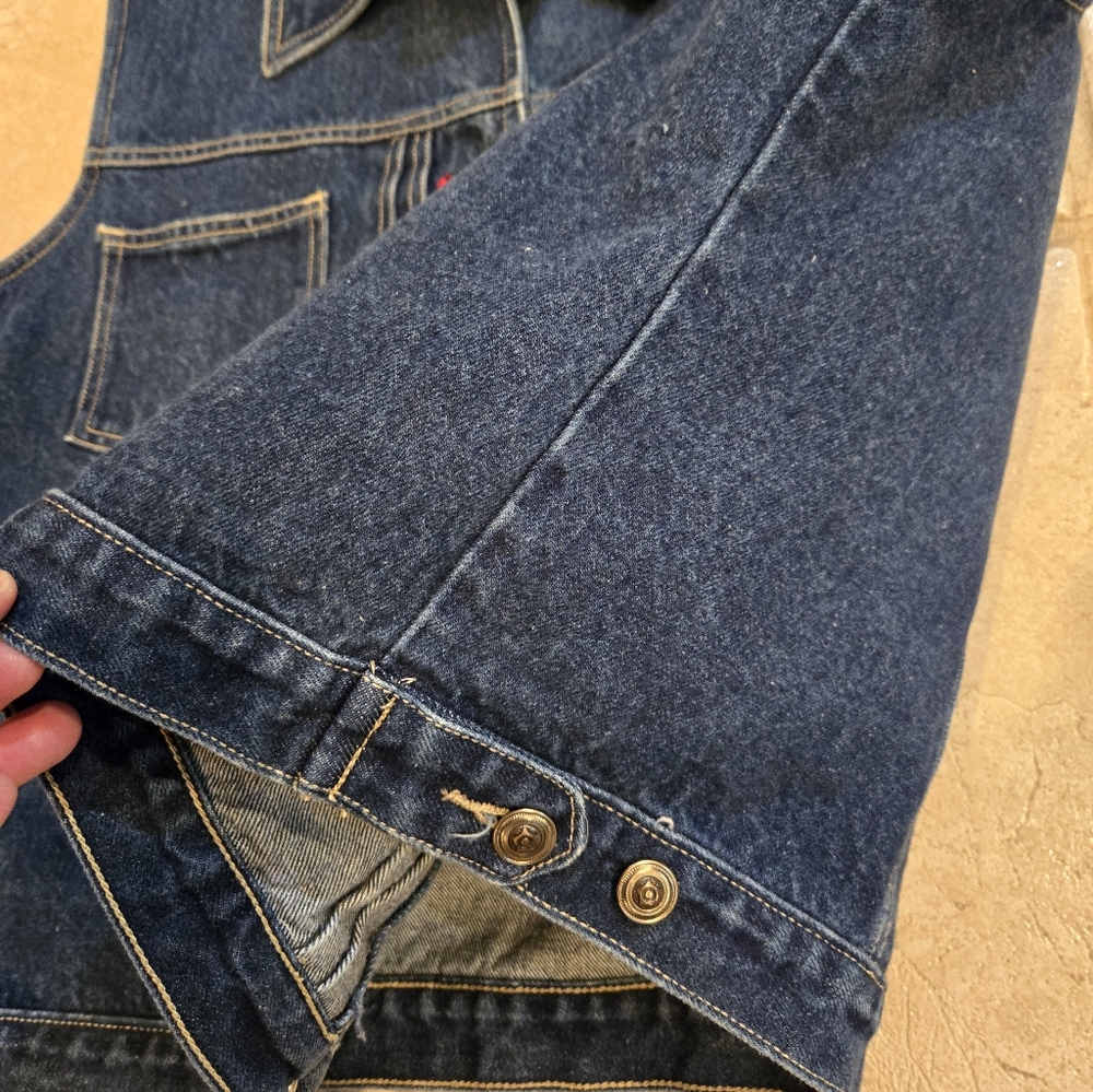 2X Denim Vest Casual Corner Metal Buttons - Picture 4 of 8